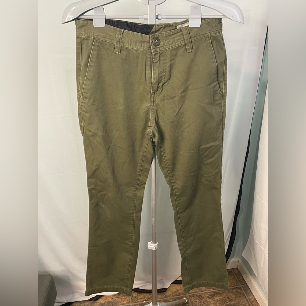 Volcom Frickin Modern Stretch Chino Pants Women 29 Olive Green Skate Streetwear